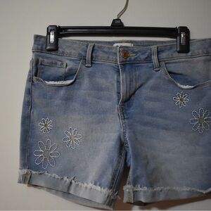 Embroidered Denim Shorts